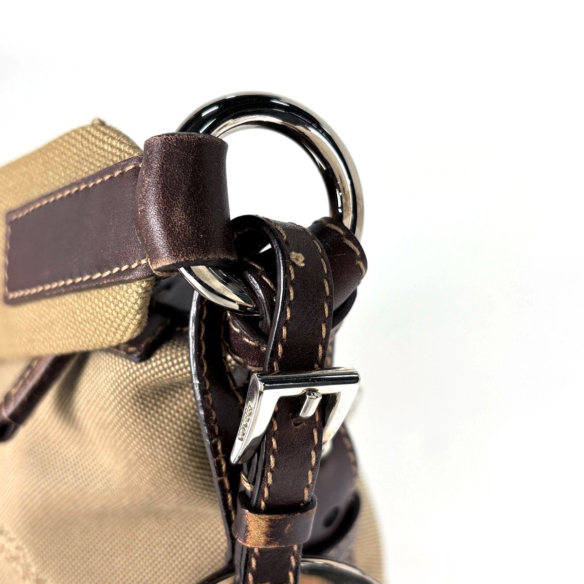 Prada Shoulder Bag Logo Jacquard Canvas Brown — view 7