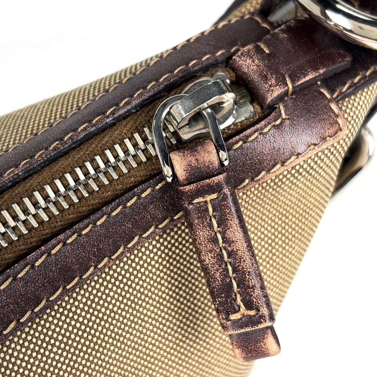 Prada Shoulder Bag Logo Jacquard Canvas Brown — view 5