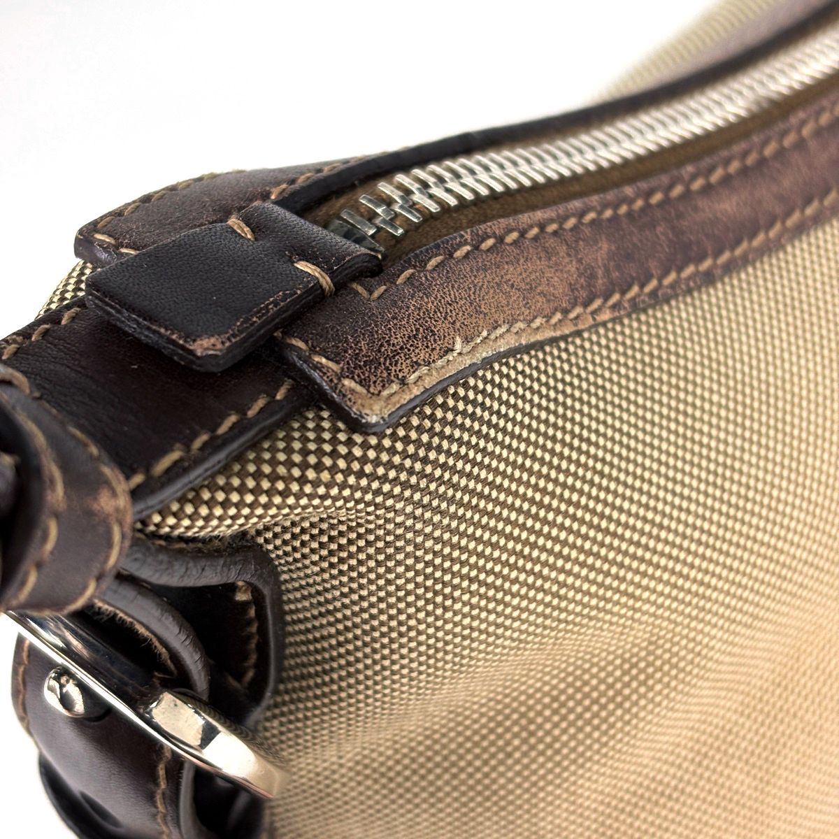 Prada Shoulder Bag Logo Jacquard Canvas Brown — view 4