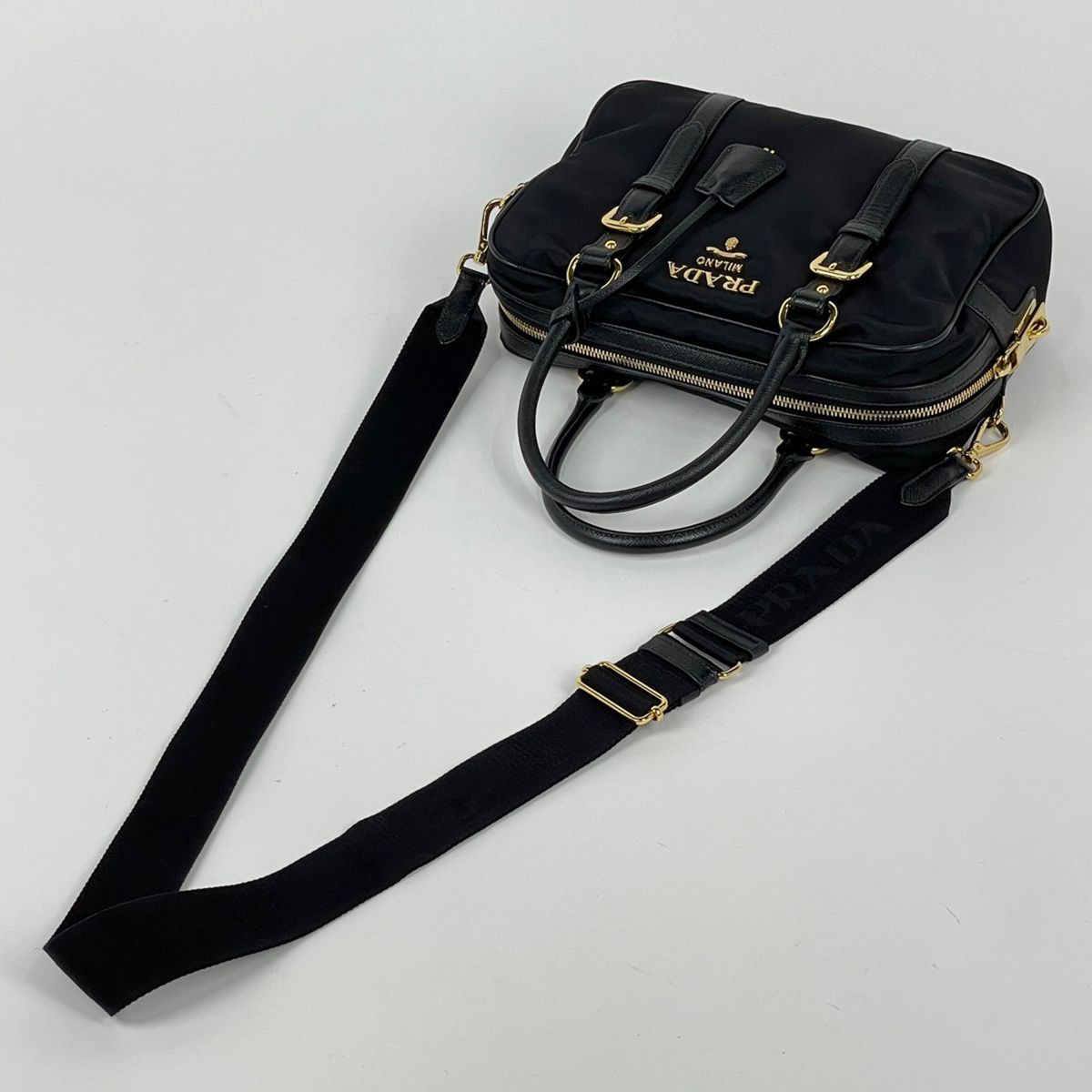 Prada Handbag Logo 2-Way Nylon Nero — view 5