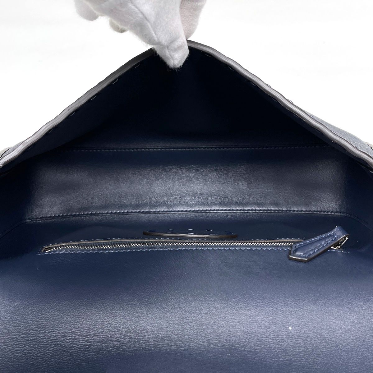 Fendi Handbag Selleria Mamma Bucket 2-Way Leather Navy — view 8