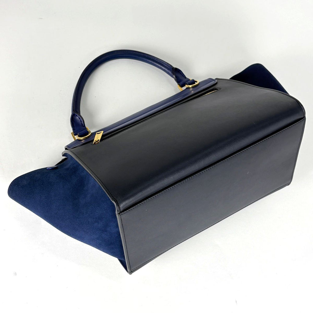 Celine Handbag Trapeze 2-Way Leather Navy Blue — view 2