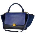 Celine Handbag Trapeze 2-Way Leather Navy Blue