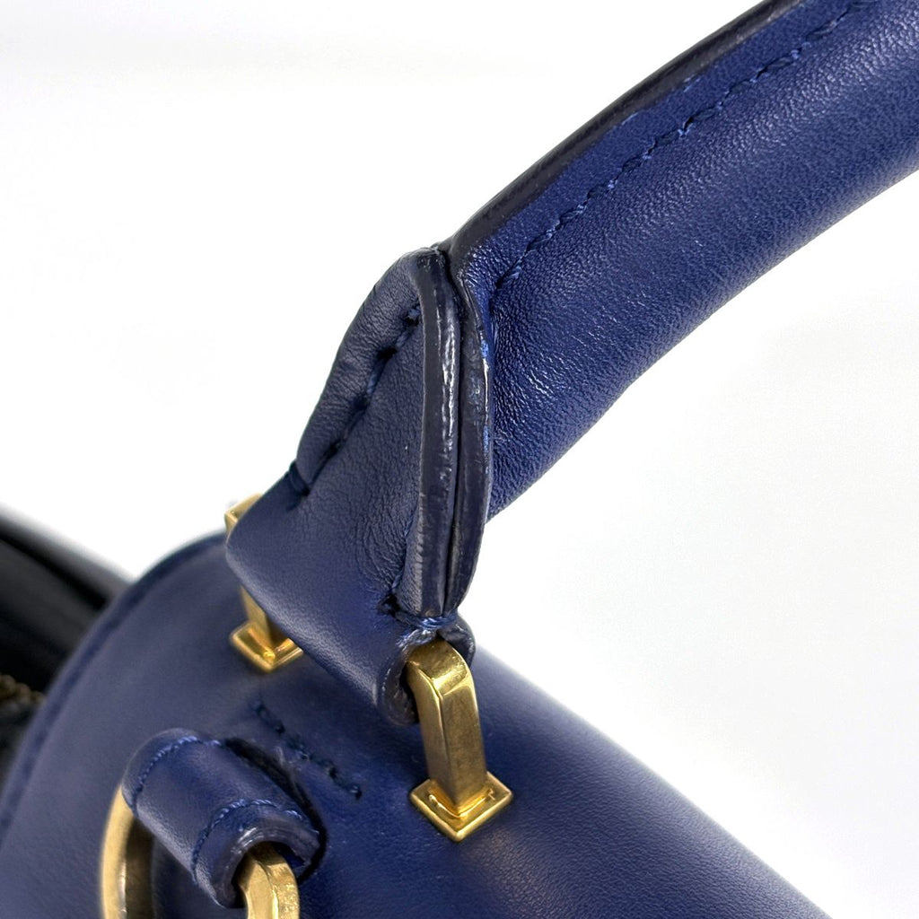 Celine Handbag Trapeze 2-Way Leather Navy Blue — view 7