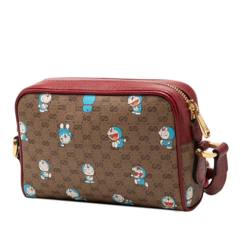 Gucci Doraemon GG Supreme Crossbody Mini Shoulder Bag Brown Bordeaux Leather — view 2