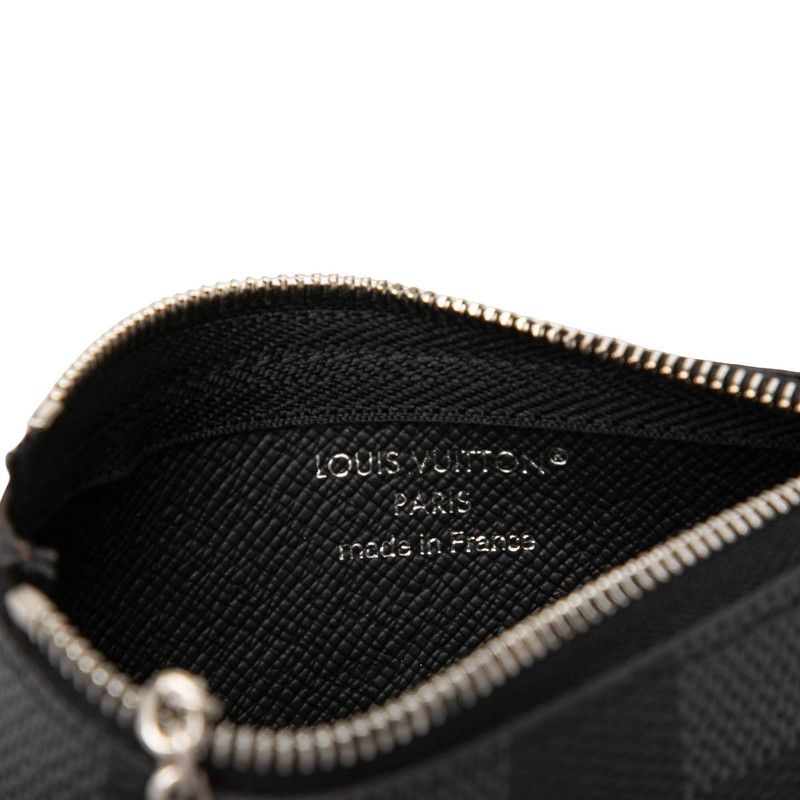 Louis Vuitton Damier Graphite Pochette Cles Coin Purse Black Leather — view 6