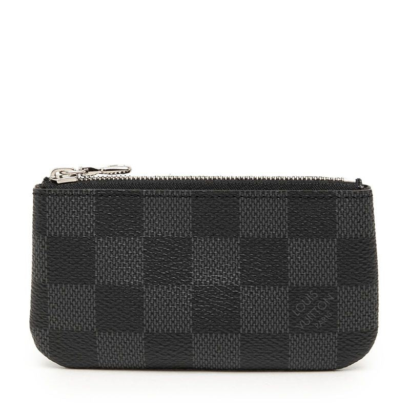 Louis Vuitton Damier Graphite Pochette Cles Coin Purse Black Leather