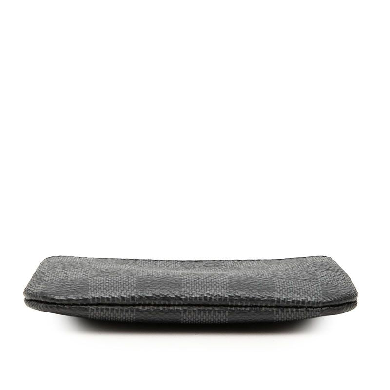 Louis Vuitton Damier Graphite Pochette Cles Coin Purse Black Leather — view 3
