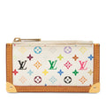 Louis Vuitton Monogram Multicolor Pochette Cles Coin Purse Blanc Leather