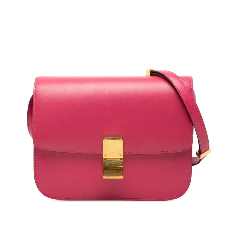 Celine Classic Box Shoulder Bag Pink Leather