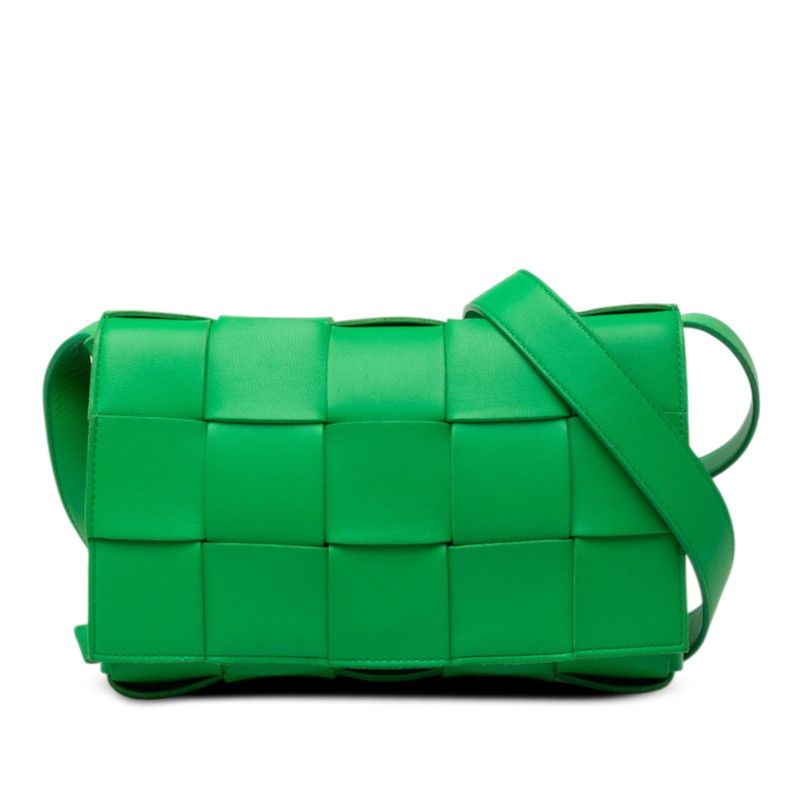 Bottega Veneta Maxi Intrecciato Cassette Crossbody Shoulder Bag Green Leather