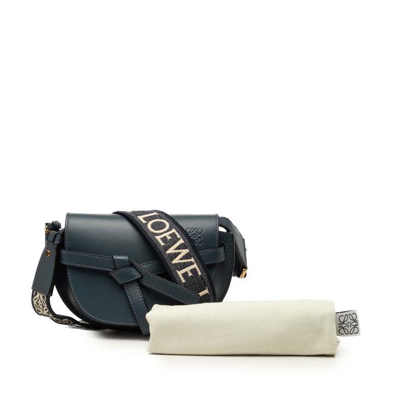 Loewe Anagram Gate Dual Mini Crossbody Shoulder Bag Navy Leather — view 7
