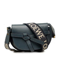 Loewe Anagram Gate Dual Mini Crossbody Shoulder Bag Navy Leather