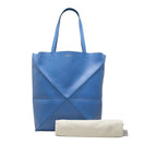 Loewe Puzzle Fold Tote Horizontal Large Blue Leather — view 7