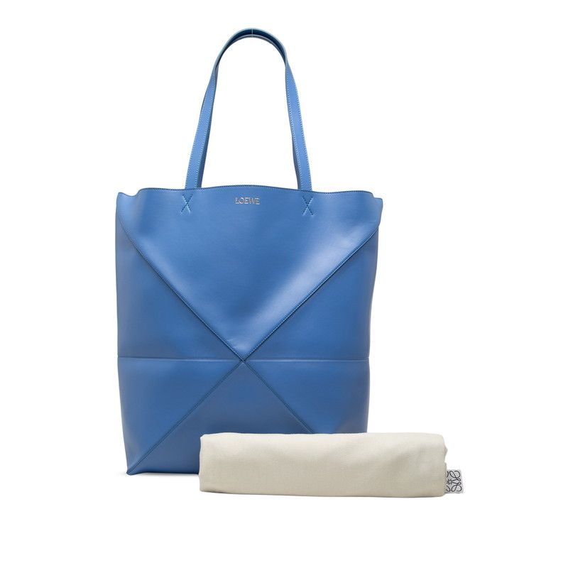 Loewe Puzzle Fold Tote Horizontal Large Blue Leather — view 7