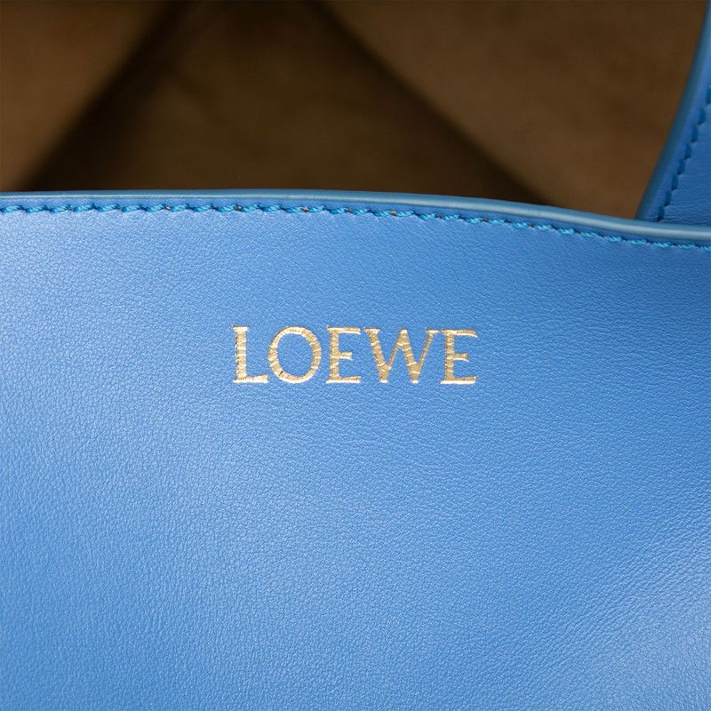 Loewe Puzzle Fold Tote Horizontal Large Blue Leather — view 5