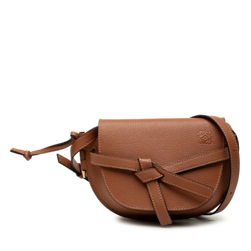 Loewe Gate Dual Mini Crossbody Shoulder Bag Brown Leather