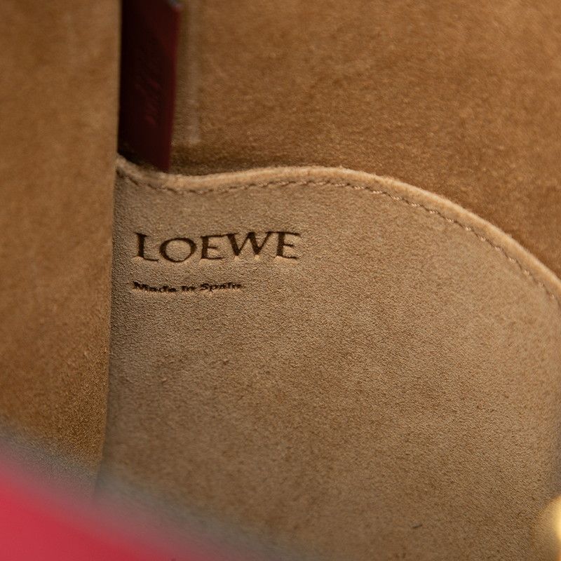 Loewe Anagram Gate Bucket Crossbody Shoulder Bag Red Leather — view 6