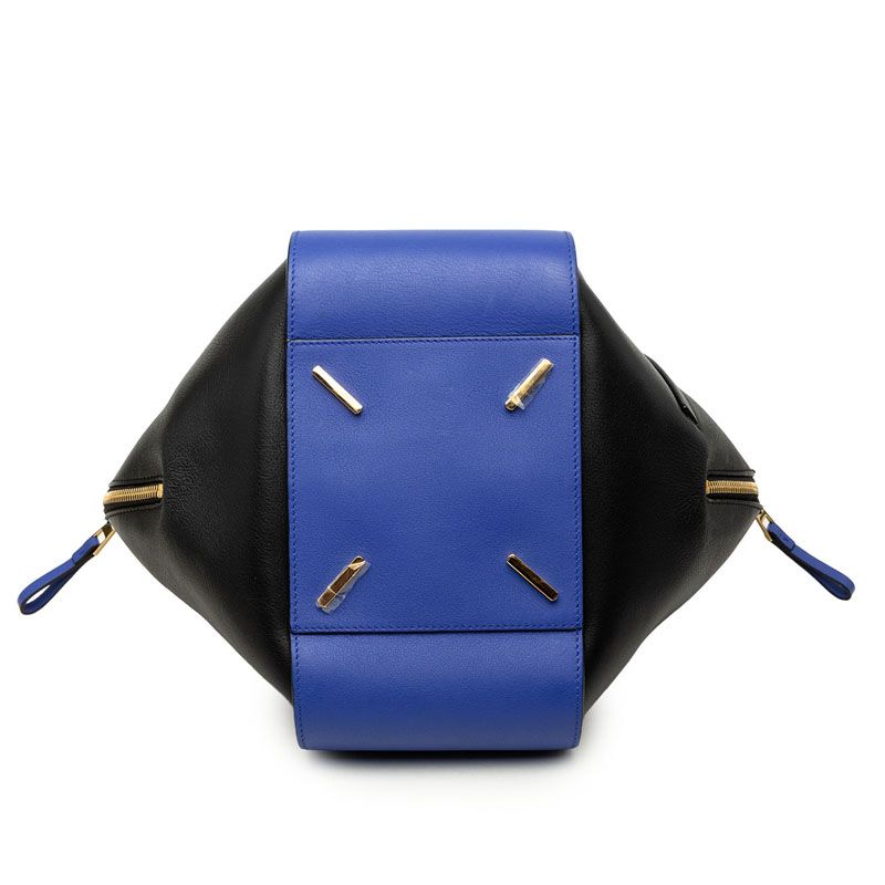Loewe Anagram Hammock Small 2-Way Shoulder Bag Black Blue Leather — view 3
