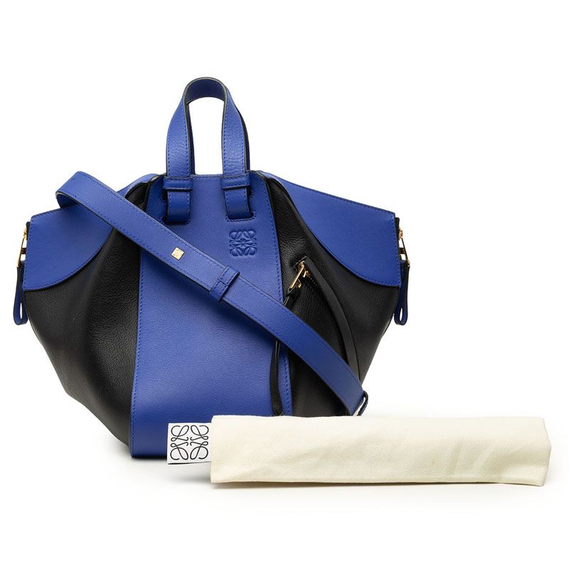 Loewe Anagram Hammock Small 2-Way Shoulder Bag Black Blue Leather — view 7