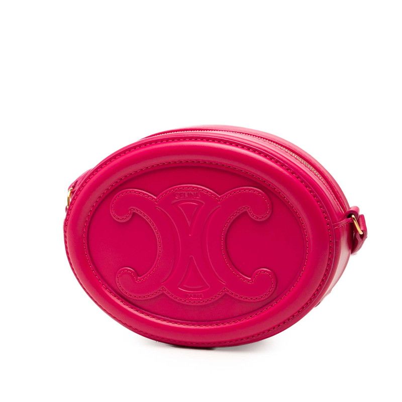Celine Triomphe Oval Purse Shoulder Bag Pink Leather — view 2