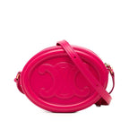 Celine Triomphe Oval Purse Shoulder Bag Pink Leather