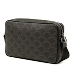 Celine Triomphe Medium Logo Print Messenger Shoulder Bag Black Leather — view 2