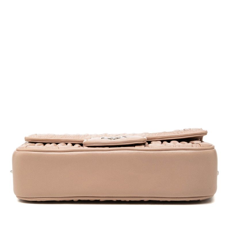 Prada Logo Chain Shoulder Bag Beige Leather — view 3