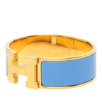 Hermes Clic Clac H PM Bracelet Bangle Blue Gold Plated Enamel — view 2