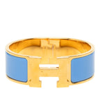 Hermes Clic Clac H PM Bracelet Bangle Blue Gold Plated Enamel