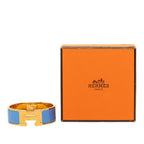 Hermes Clic Clac H PM Bracelet Bangle Blue Gold Plated Enamel — view 6