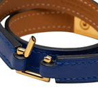 Hermes Rival Double Tour T2 Bracelet Bangle Blue Gold Swift Plated — view 5