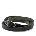 Hermes Oval Buckle Bracelet L Black Leather Metal — view 2