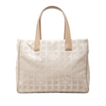 Chanel CC Logo New Travel Line Tote MM Beige Nylon Leather