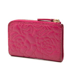 Chanel CC Logo Camellia No. 5 L-shaped Zipper Coin Purse Pink Leather — view 2