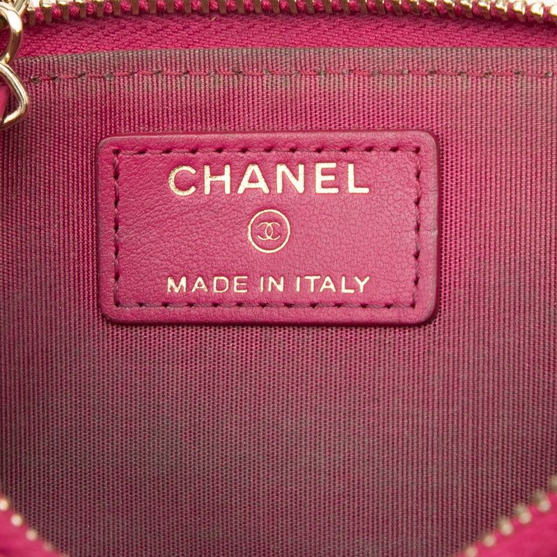 Chanel CC Logo Camellia No. 5 L-shaped Zipper Coin Purse Pink Leather — view 6