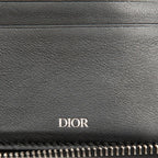 Dior Oblique Round Zip Wallet Bifold Beige Navy Canvas — view 5