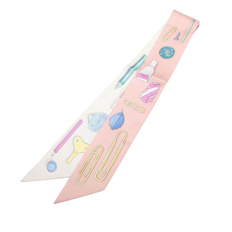 Hermes Twilly in the Pocket Scarf Pink Blue Multicolor Silk