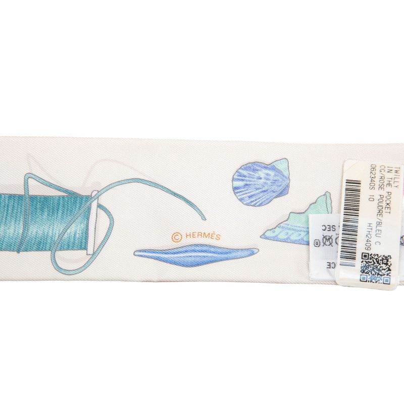 Hermes Twilly in the Pocket Scarf Pink Blue Multicolor Silk — view 3