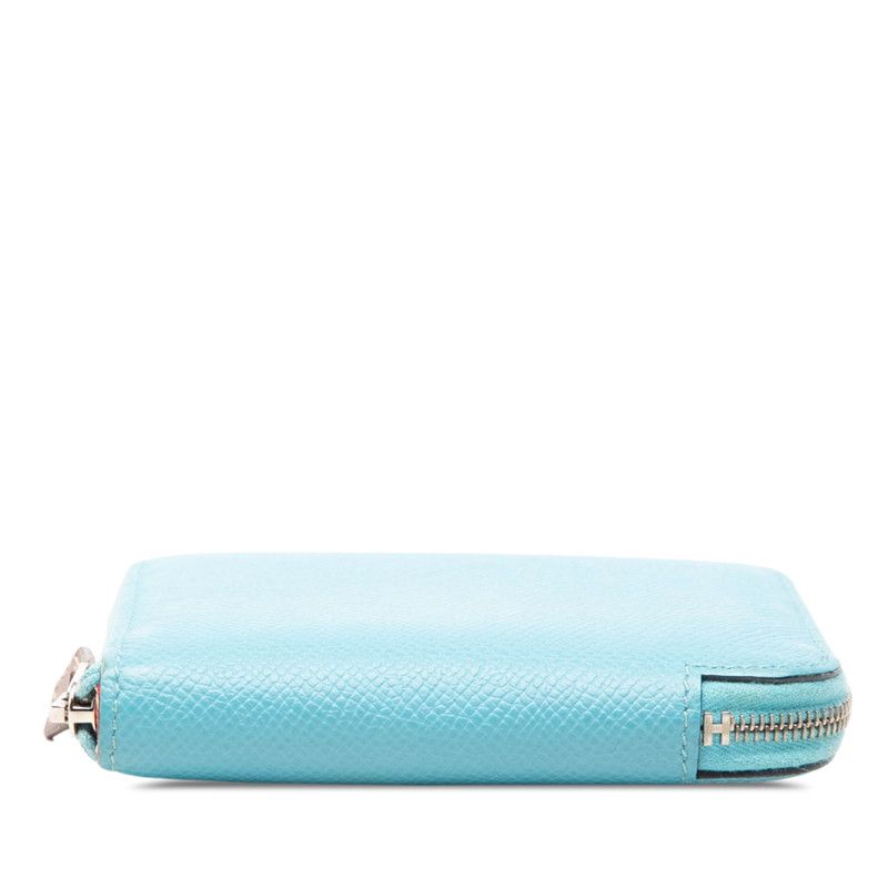 Hermes Azap Compact Silk'in Zip Around Wallet Blue Veau Epsom — view 3