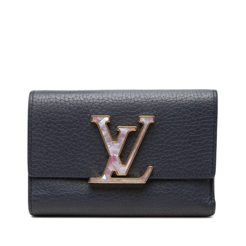 Louis Vuitton Portefeuille Capucines Compact Trifold Wallet Navy Taurillon