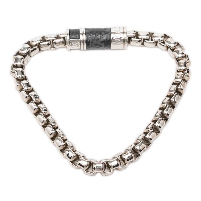 Louis Vuitton Monogram Eclipse Bracelet Chain Silver Black Metal — view 3