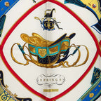Hermes Carre 90 Spring Scarf Large White Multicolor Silk — view 2