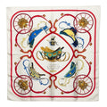 Hermes Carre 90 Spring Scarf Large White Multicolor Silk