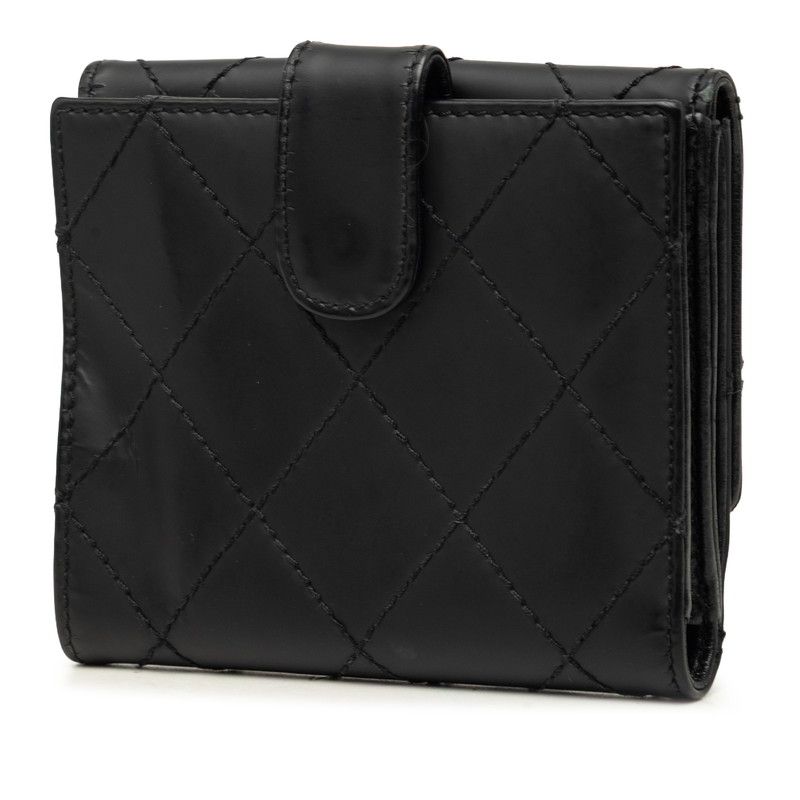Chanel Wild Stitch CC Logo Bifold Wallet Black Gold Leather — view 2