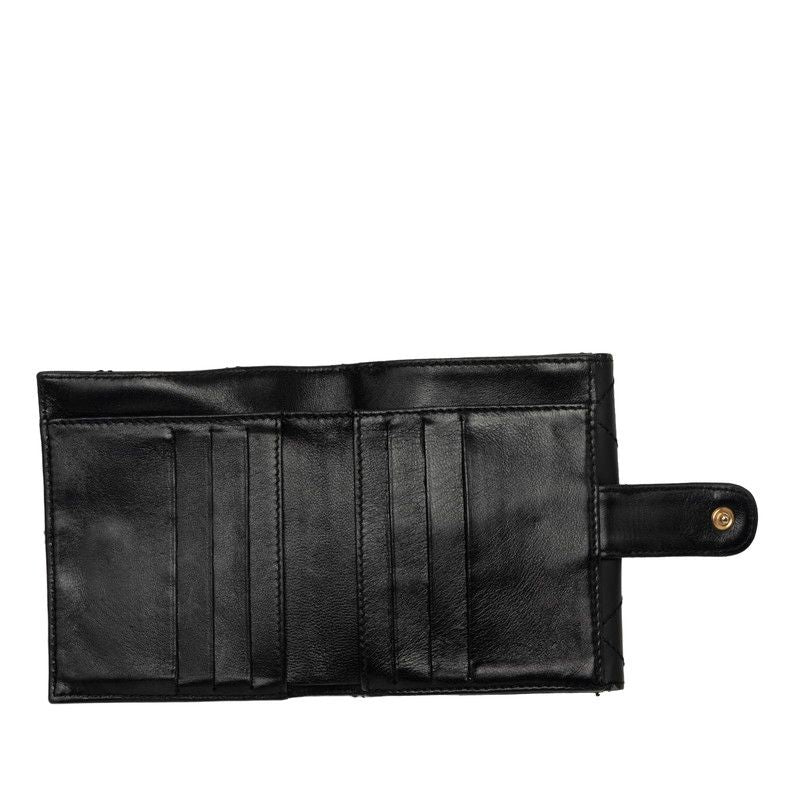 Chanel Wild Stitch CC Logo Bifold Wallet Black Gold Leather — view 5