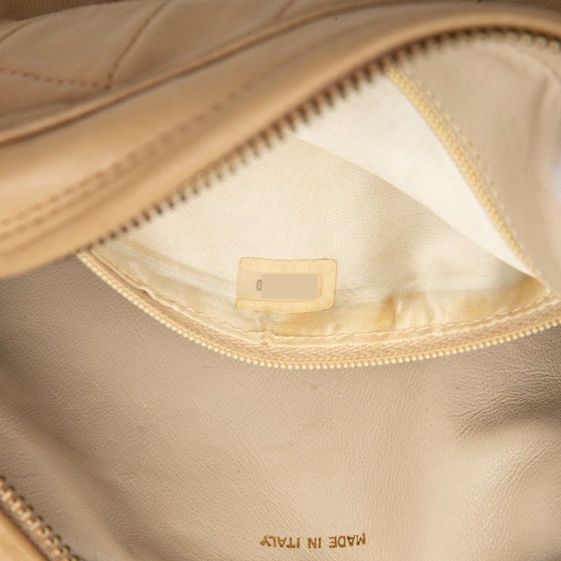 Chanel Quilted CC Logo Fringe Chain Shoulder Bag Crossbody Beige Lambskin — view 5