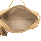 Chanel Quilted CC Logo Fringe Chain Shoulder Bag Crossbody Beige Lambskin — view 4