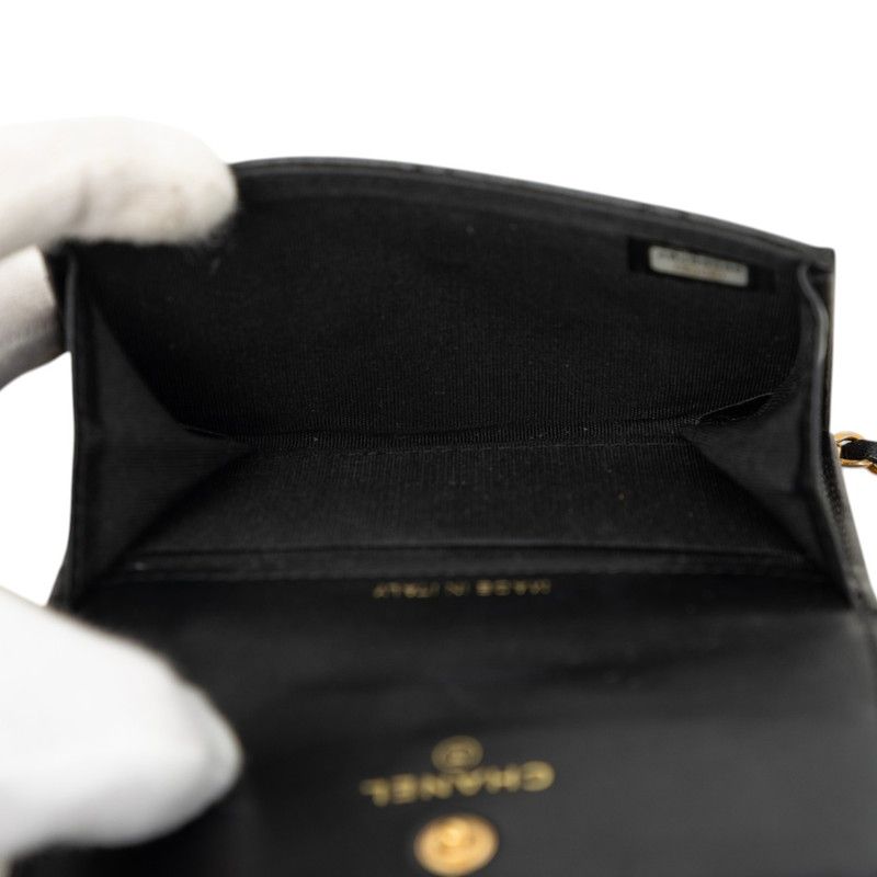 Chanel Quilted CC Logo Mini Chain Shoulder Bag Black Gold Lambskin — view 4