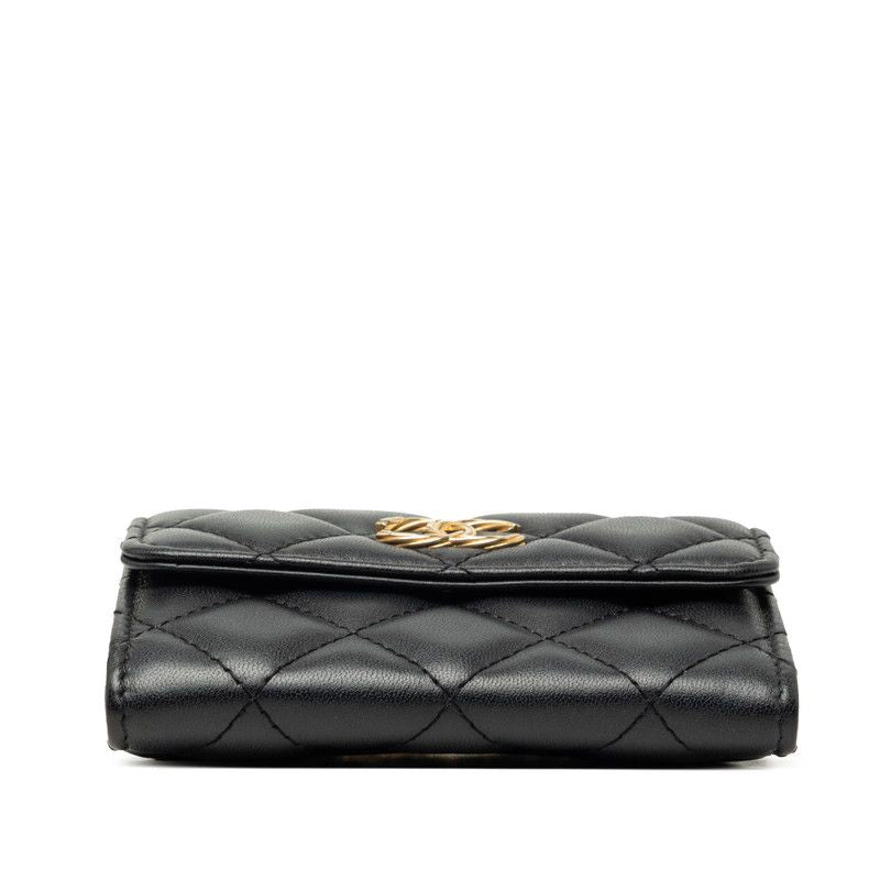 Chanel Quilted CC Logo Mini Chain Shoulder Bag Black Gold Lambskin — view 3